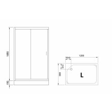 Душевой уголок Royal Bath HP 120х80 RB8120HP-C-BL-L профиль Черный стекло матовое