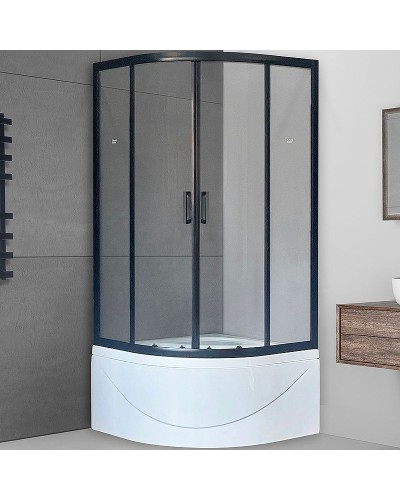 Душевой уголок Royal Bath ВК 100х100 RB100BK-T-BL профиль Черный стекло прозрачное