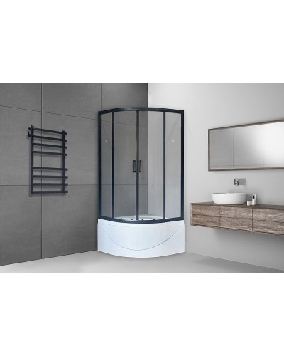 Душевой уголок Royal Bath ВК 100х100 RB100BK-T-BL профиль Черный стекло прозрачное
