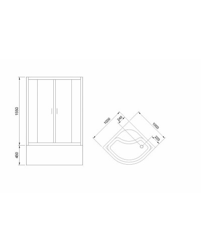 Душевой уголок Royal Bath ВК 100х100 RB100BK-T-BL профиль Черный стекло прозрачное