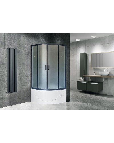 Душевой уголок Royal Bath ВК 100х100 RB100BK-C-BL профиль Черный стекло матовое