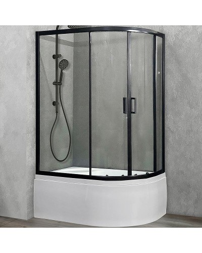 Душевой уголок Royal Bath ВК 120х80 RB8120BK-T-BL-L профиль Черный стекло прозрачное