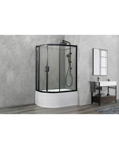 Душевой уголок Royal Bath ВК 120х80 RB8120BK-T-BL-R профиль Черный стекло прозрачное