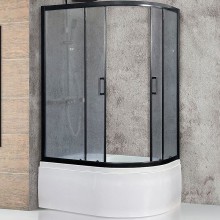 Душевой уголок Royal Bath ВК 120х80 RB8120BK-C-BL-L профиль Черный стекло матовое