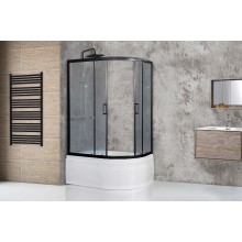Душевой уголок Royal Bath ВК 120х80 RB8120BK-C-BL-L профиль Черный стекло матовое