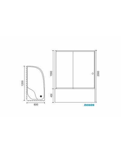 Душевой уголок Royal Bath ВК 120х80 RB8120BK-C-BL-L профиль Черный стекло матовое