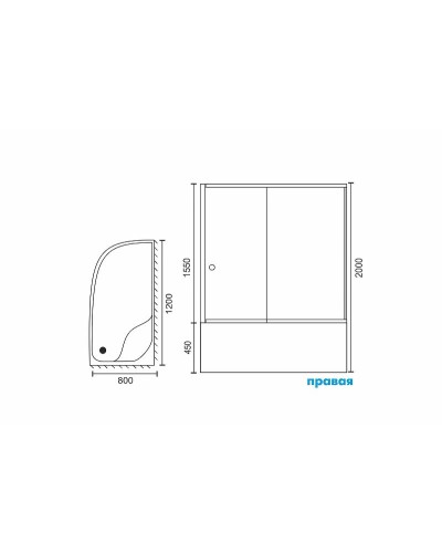 Душевой уголок Royal Bath ВК 120х80 RB8120BK-C-BL-R профиль Черный стекло матовое