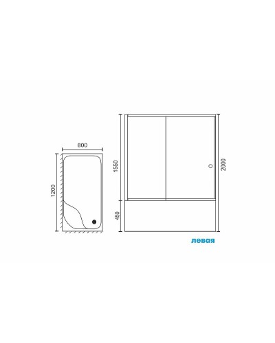 Душевой уголок Royal Bath BP 120х80 RB8120BP-T-BL-L профиль Черный стекло прозрачное