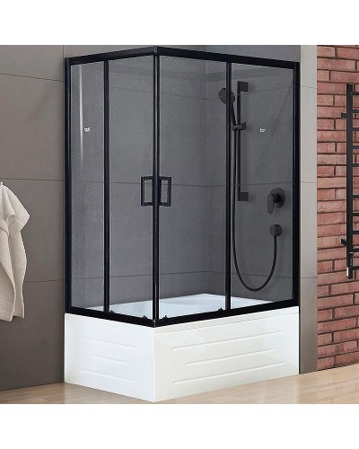 Душевой уголок Royal Bath BP 120х80 RB8120BP-T-BL-R профиль Черный стекло прозрачное