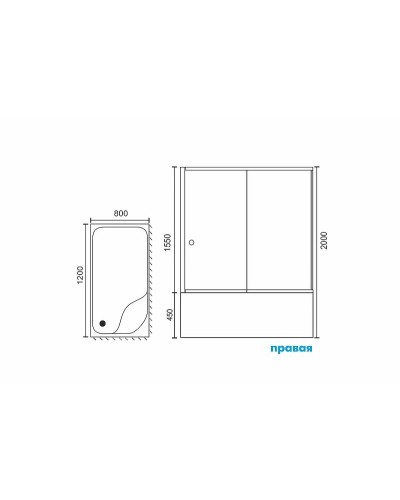 Душевой уголок Royal Bath BP 120х80 RB8120BP-T-BL-R профиль Черный стекло прозрачное