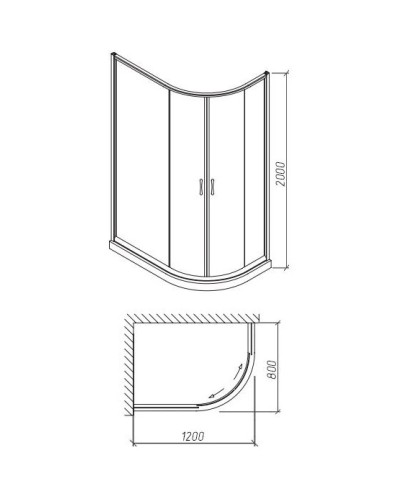 Душевой уголок 120х80 см Orans 1952L00 прозрачное