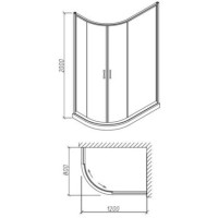 Душевой уголок 120х80 см Orans 1952R00 прозрачное