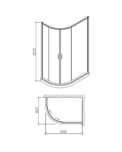 Душевой уголок 120х80 см Orans 1952R00 прозрачное