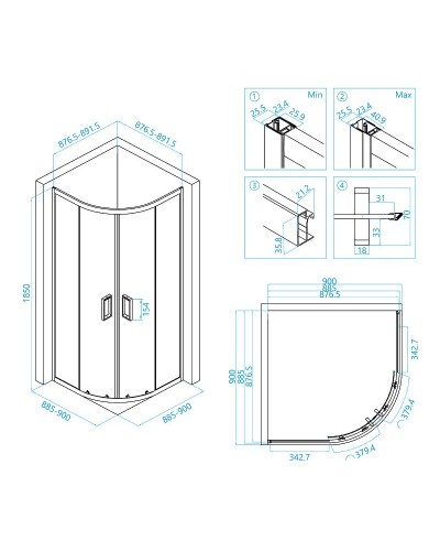 Душевой уголок RGW Classic CL-54 90х90 32095499-11 профиль Хром стекло прозрачное