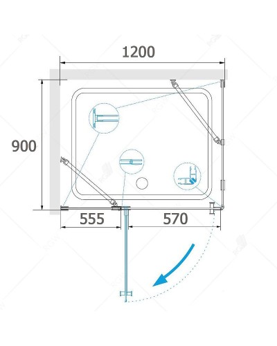 Душевой уголок RGW Hotel HO-044 120х90 350604492-11 петли Хром стекло прозрачное