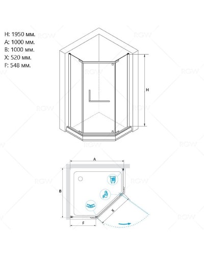 Душевой уголок RGW Hotel HO-081 100х100 350608100-11 профиль Хром стекло прозрачное