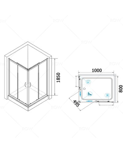 Душевой уголок RGW Passage PA-146 100х80 020814680-11 профиль Хром стекло прозрачное