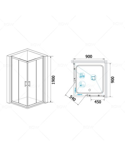 Душевой уголок RGW Passage PA-31 90х90 02083100-11 профиль Хром стекло прозрачное