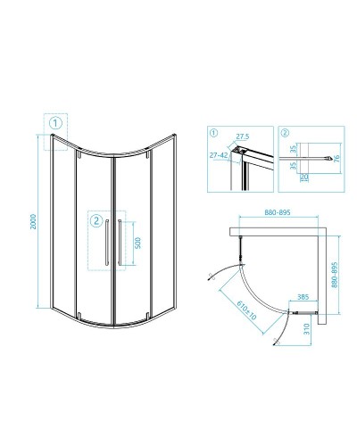 Душевой уголок RGW Stilvoll SV-53-B 90х90 06325399-14 профиль Черный стекло прозрачное