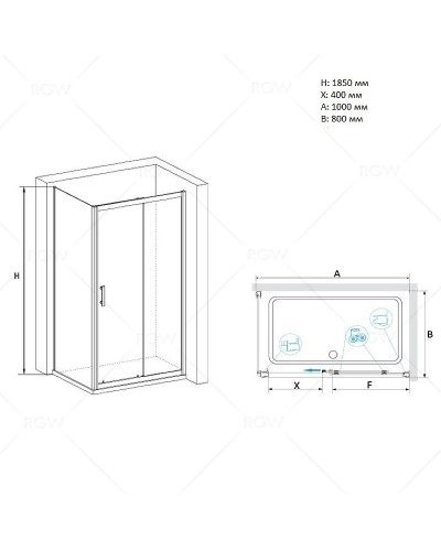 Душевой уголок RGW Passage PA-145 100х80 020814580-11 профиль Хром стекло прозрачное