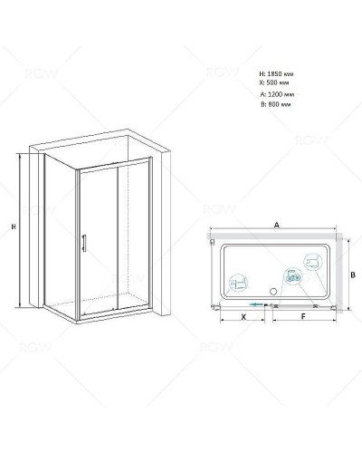 Душевой уголок RGW Passage PA-145 120х80 020814582-11 профиль Хром стекло прозрачное
