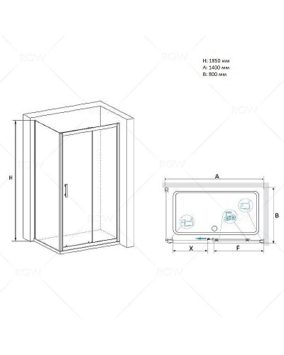 Душевой уголок RGW Passage PA-145 140х80 020814584-11 профиль Хром стекло прозрачное