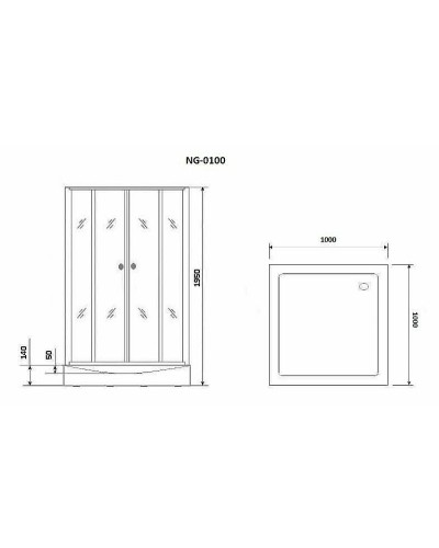 Душевой уголок Niagara Nova 100х100 NG-0100-14 профиль Черный стекло прозрачное