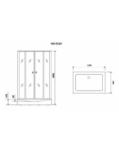 Душевой уголок Niagara Nova 120х80 NG-0120-14 профиль Черный стекло прозрачное