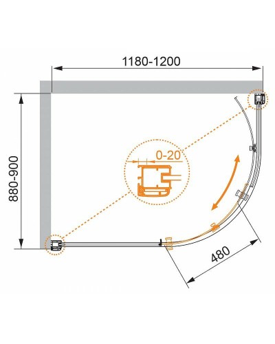 Душевой уголок Cezares Anima 120x90 ANIMA-W-RH-1-120/90-C-Cr профиль Хром стекло прозрачное