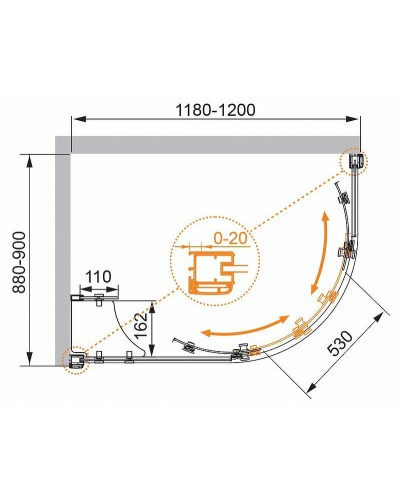 Душевой уголок Cezares Anima 120x90 ANIMA-W-RH-2-120/90-C-Cr-L профиль Хром стекло прозрачное
