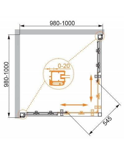 Душевой уголок Cezares Anima 100x100 ANIMA-W-A-2-100-C-Cr профиль Хром стекло прозрачное