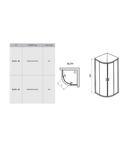 Душевой уголок Ravak Blix BLCP4-90 90x90 3B270100ZG профиль Белый стекло Grape