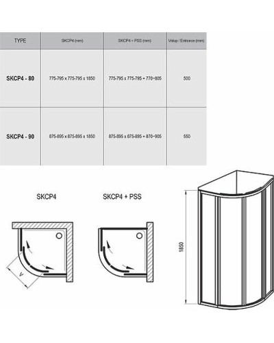 Душевой уголок Ravak Supernova SKCP4-80 80x80 31140U00ZG профиль Сатин стекло Grape
