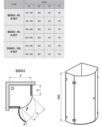 Душевой уголок Ravak Brilliant BSKK3-80 80х80 R 3UP44A00Y1 профиль Хром стекло Transparent