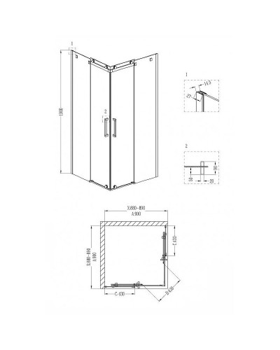 Душевой уголок Grossman Cosmo 90x90 GR-1090 профиль Хром стекло прозрачное
