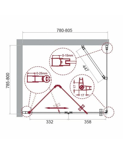 Душевой уголок BelBagno Albano 80х80 ALBANO-AS-1-80-C-Cr профиль Хром стекло прозрачное