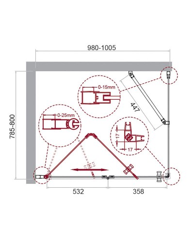 Душевой уголок BelBagno Albano 100х80 ALBANO-ASH-1-100/80-C-Cr профиль Хром стекло прозрачное