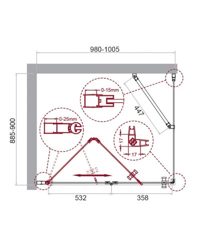 Душевой уголок BelBagno Albano 100х90 ALBANO-ASH-1-100/90-C-Cr профиль Хром стекло прозрачное