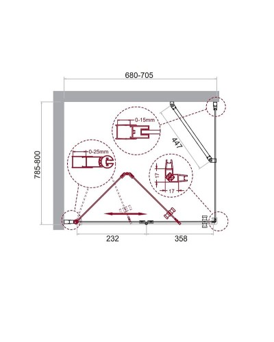 Душевой уголок BelBagno Albano 70х80 ALBANO-ASH-1-70/80-C-Cr профиль Хром стекло прозрачное