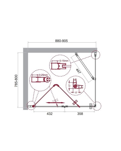 Душевой уголок BelBagno Albano 90х80 ALBANO-ASH-1-90/80-C-Cr профиль Хром стекло прозрачное
