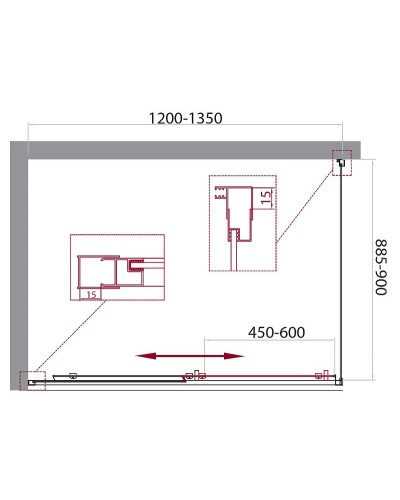 Душевой уголок BelBagno Unique 135х90 UNIQUE-AH-1-120/135-90-C-Cr профиль Хром стекло прозрачное