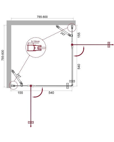 Душевой уголок BelBagno Etna 80х80 ETNA-A-22-80-C-Cr профиль Хром стекло прозрачное