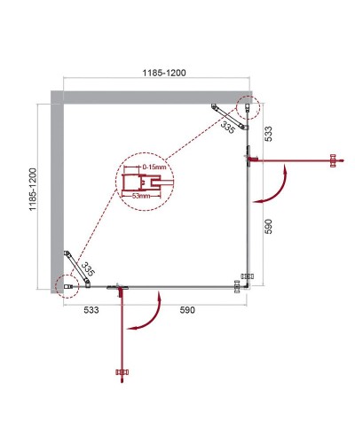 Душевой уголок BelBagno Kraft 120х120 KRAFT-A-22-120-C-Cr профиль Хром стекло прозрачное