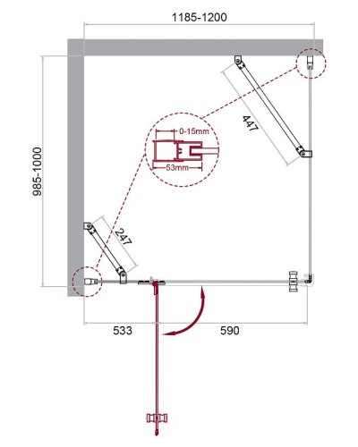 Душевой уголок BelBagno Kraft 120х100 KRAFT-AH-12-120/100-C-Cr-L профиль Хром стекло прозрачное