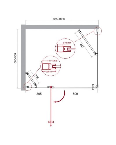 Душевой уголок BelBagno Etna 100х90 ETNA-AH-12-100/90-C-Cr профиль Хром стекло прозрачное