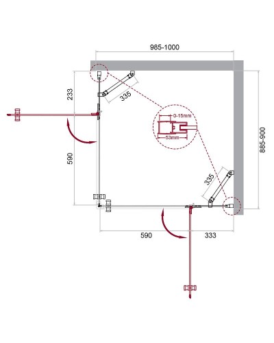 Душевой уголок BelBagno Kraft 100х90 KRAFT-AH-22-100/90-C-Cr-R профиль Хром стекло прозрачное