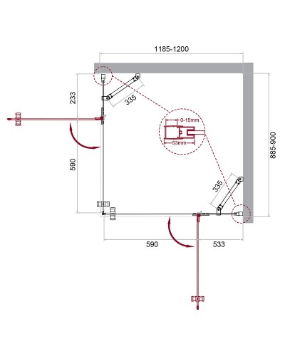 Душевой уголок BelBagno Kraft 120х90 KRAFT-AH-22-120/90-C-Cr-R профиль Хром стекло прозрачное