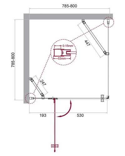 Душевой уголок BelBagno Kraft 80х80 KRAFT-A-12-80-C-Cr-L профиль Хром стекло прозрачное