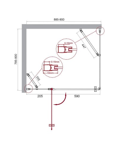 Душевой уголок BelBagno Etna 90х80 ETNA-AH-12-90/80-C-Cr профиль Хром стекло прозрачное