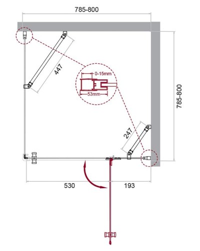 Душевой уголок BelBagno Kraft 80х80 KRAFT-A-12-80-C-Cr-R профиль Хром стекло прозрачное
